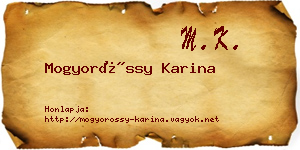 Mogyoróssy Karina névjegykártya